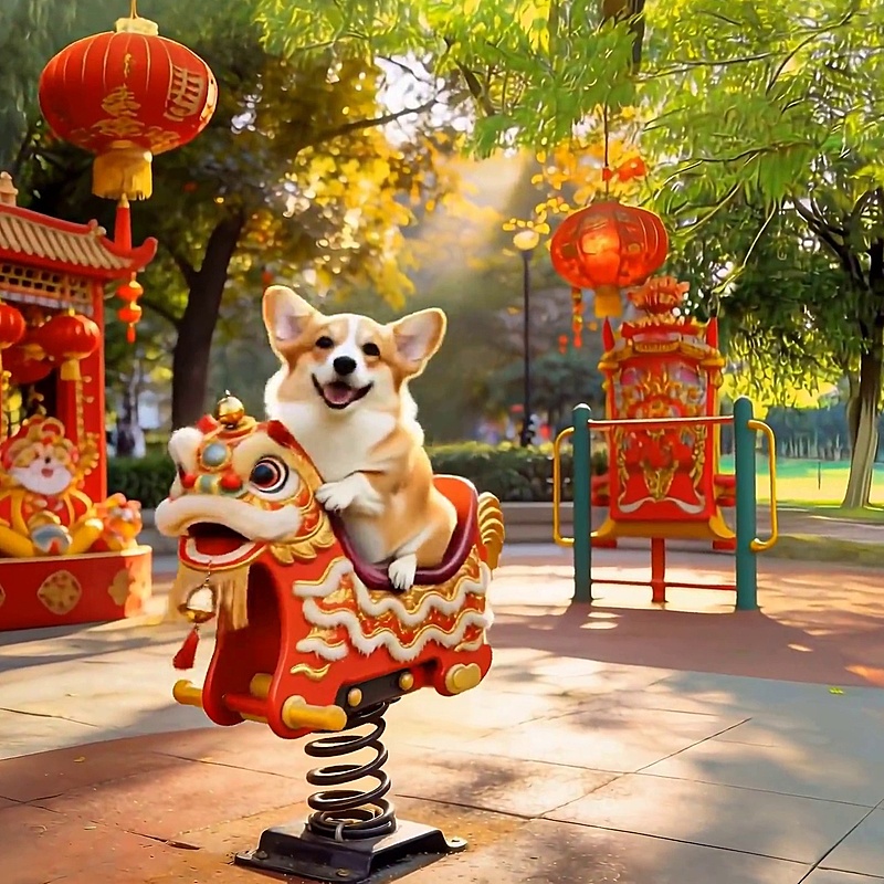 宠物创意晒照|让毛孩子坐摇摇马动起来