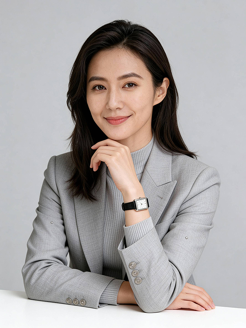 成熟灰色西装桌面女士形象照