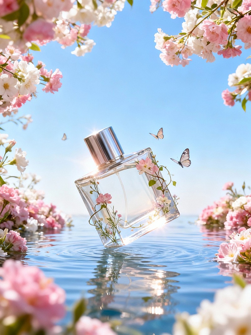 美容美妆·自然·鲜花元素·商品摄影·商品图