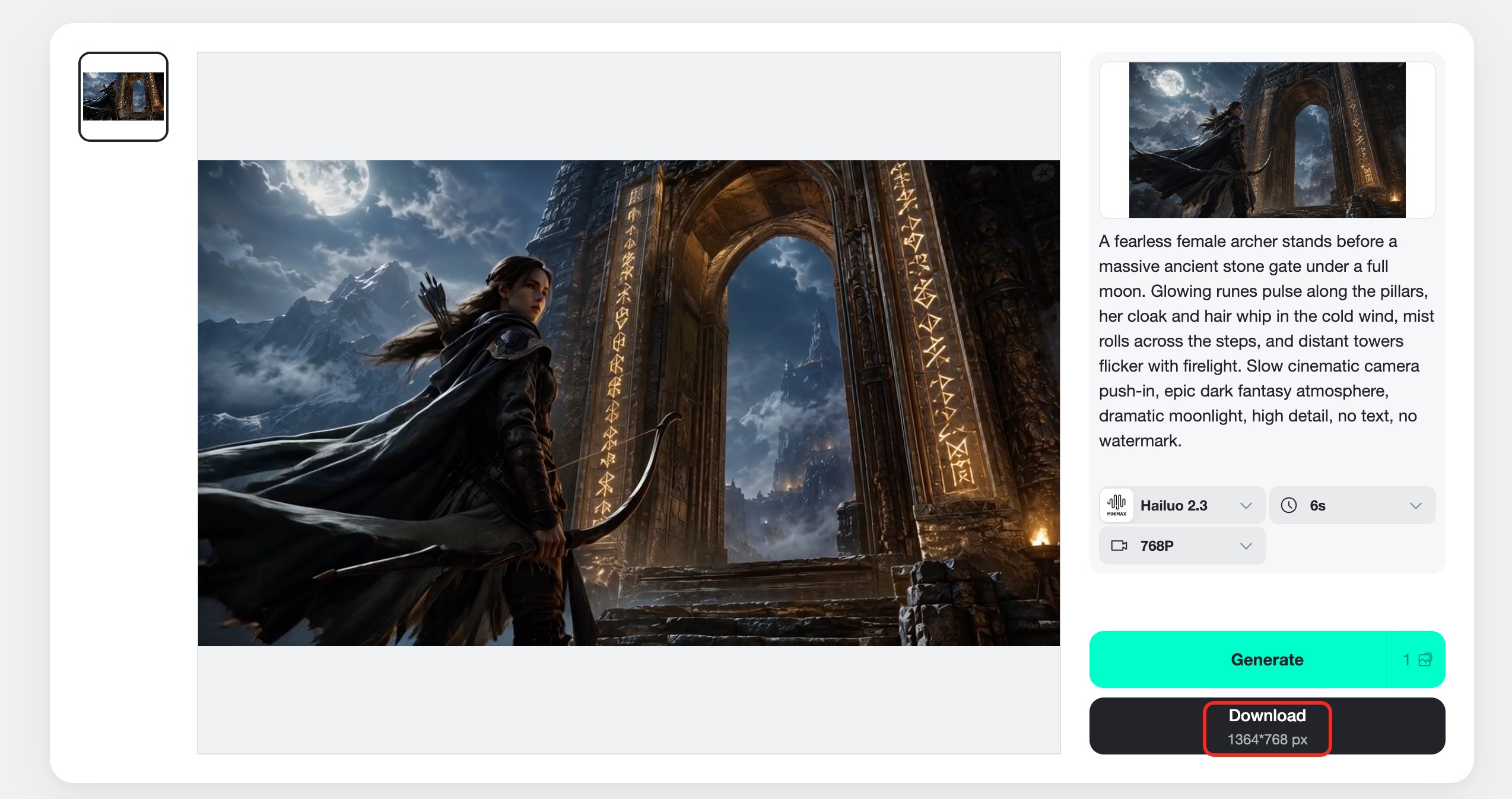 Download Final Video The download button is highlighted after the AI video is generated.