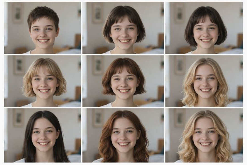 Prompts for 9-Grid Women's Hairstyle Comparison Prompts for 9-Grid Women's Hairstyle Comparison