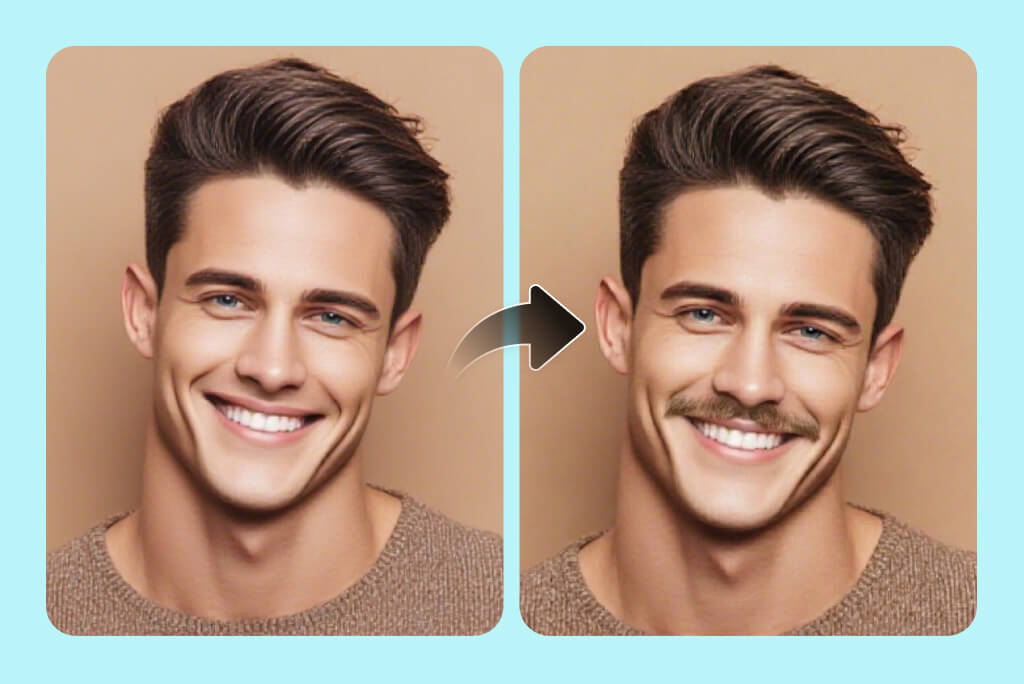 Professional Finish with AI Moustache Effects