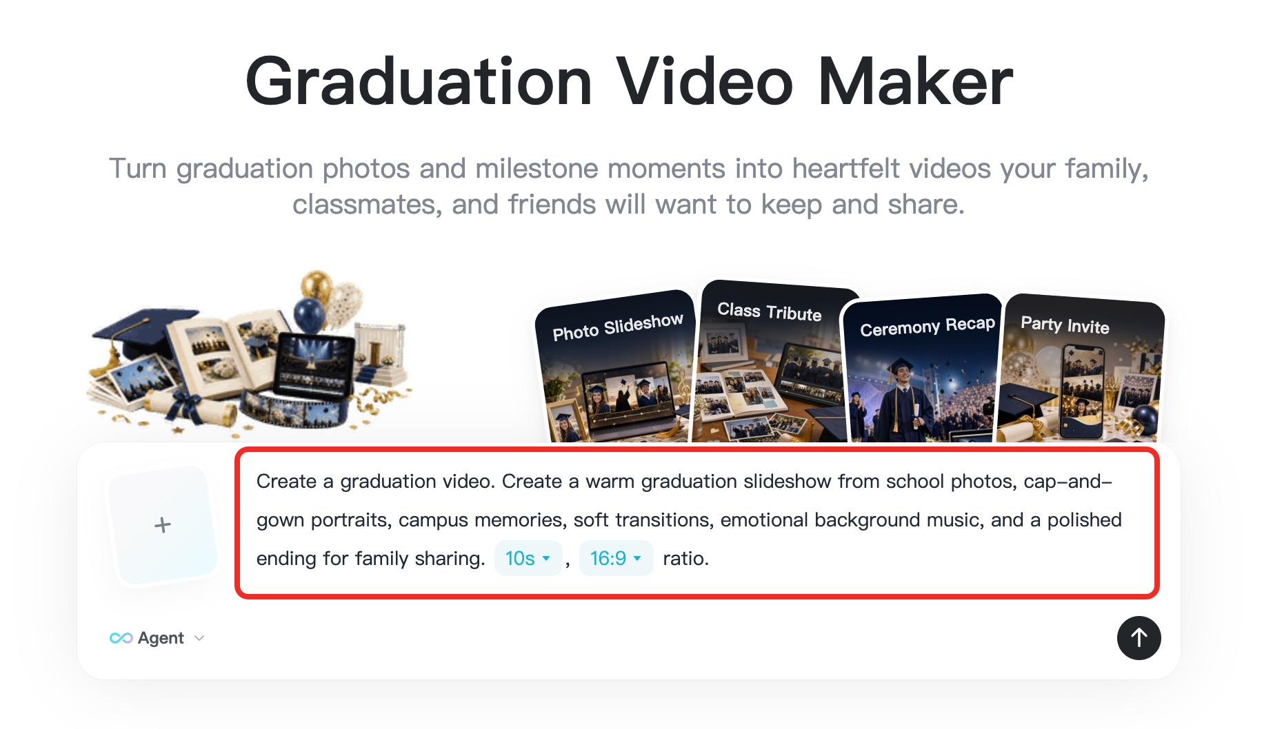 Choose graduation video settings and prompt in insMind