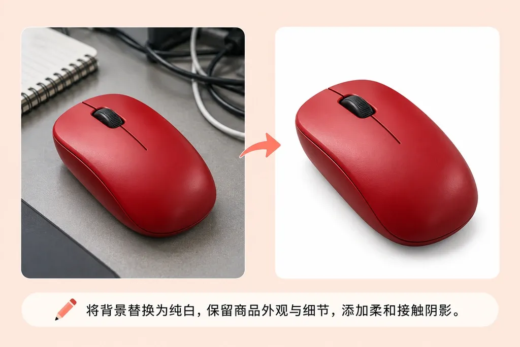 AI商品白底图:输入输出与Prompt对比