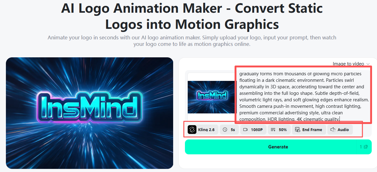 Entering animation prompts and adjusting model, duration, and resolution settings.