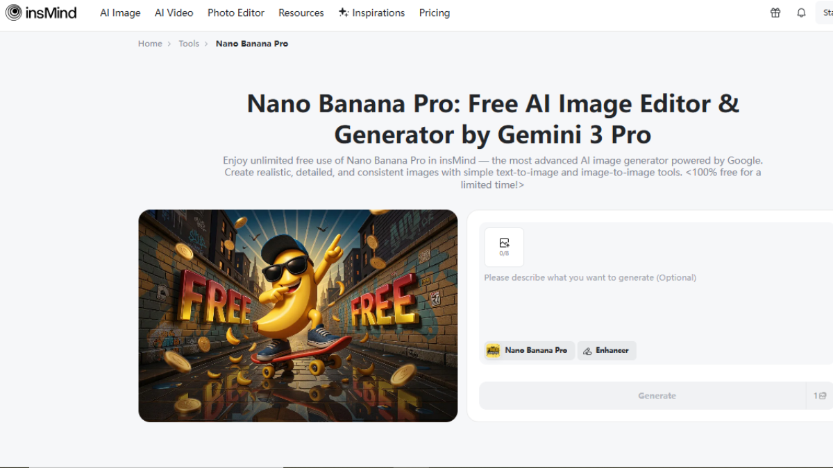insmind nano banana pro ai image editor interface insmind nano banana pro ai image editor interface