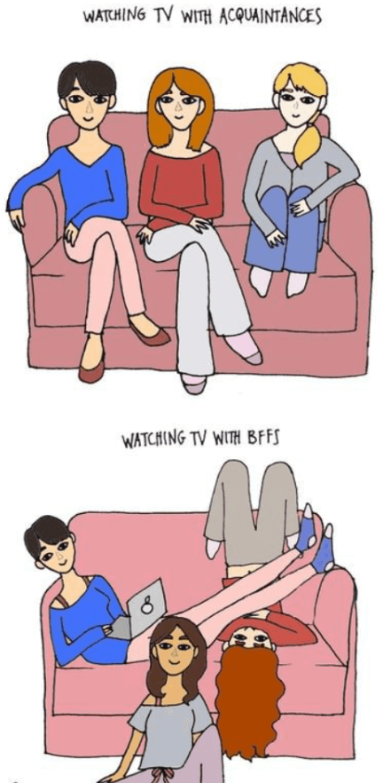 How I act in public And&nbsp;How I act with my besties.