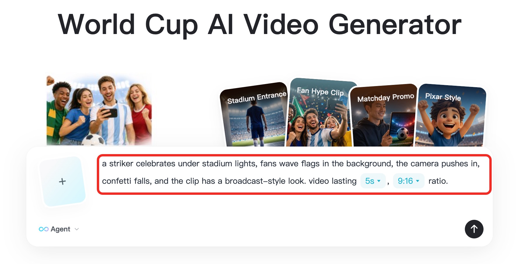 Prompt box for writing a World Cup football highlight scene.