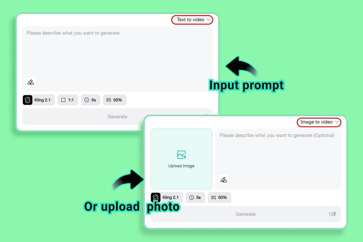Input a prompt or upload an image for an AI highlight video