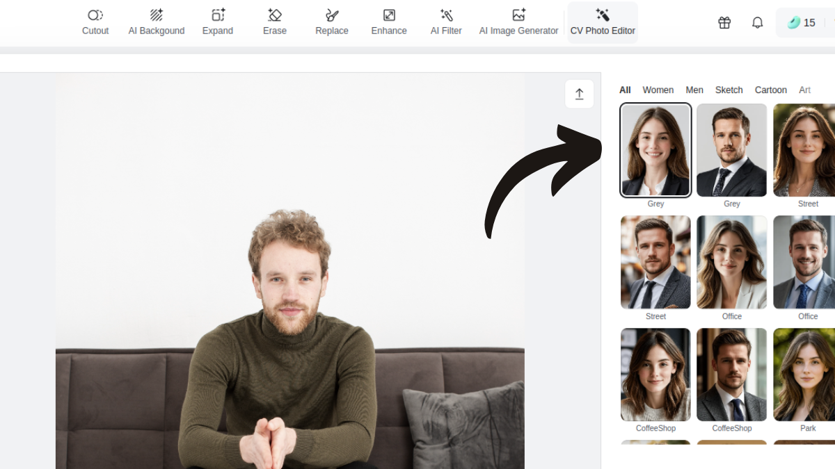 Select professional headshot pose