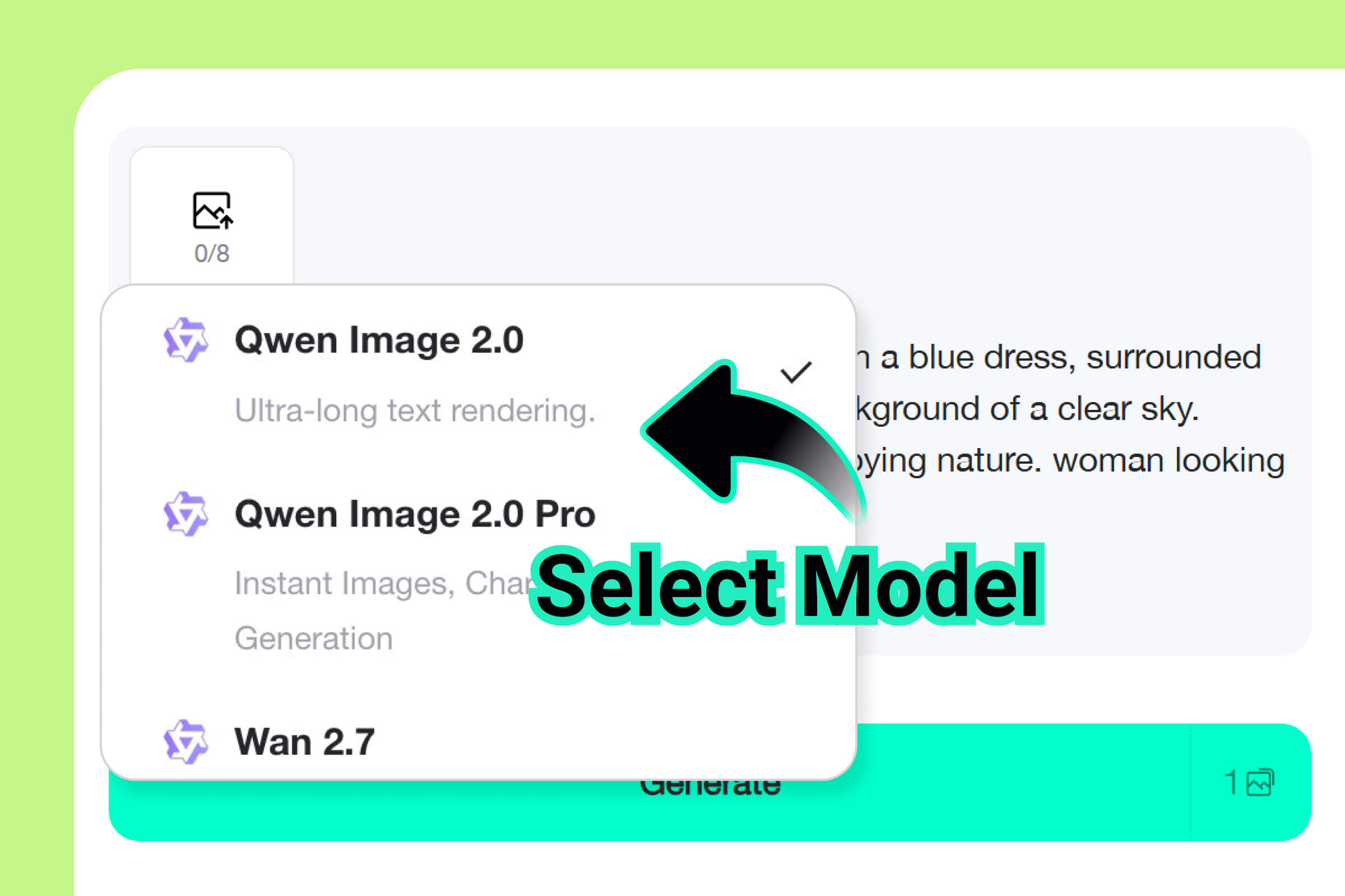 Choose the Qwen Image 2.0 Model