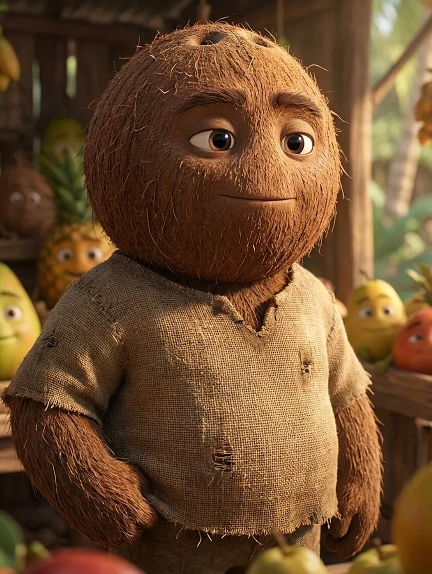 AI fruit coconut man image prompt AI fruit coconut man image prompt