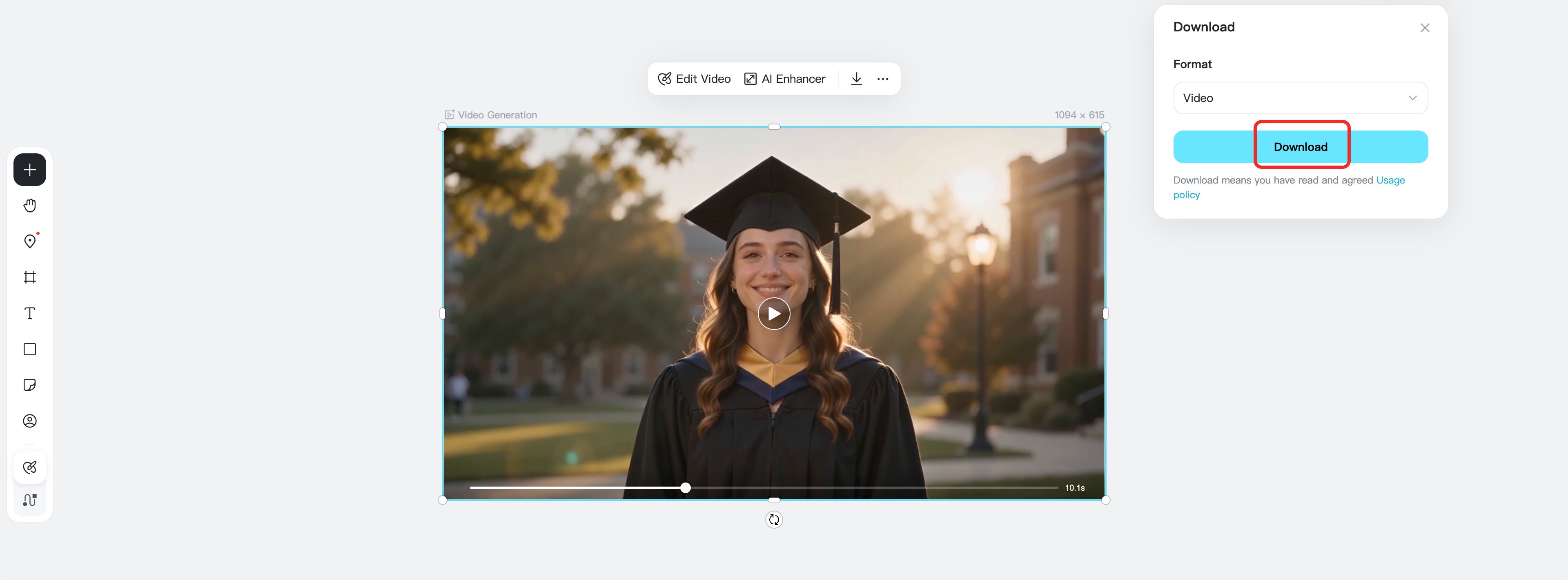 Download and share the finished graduation video