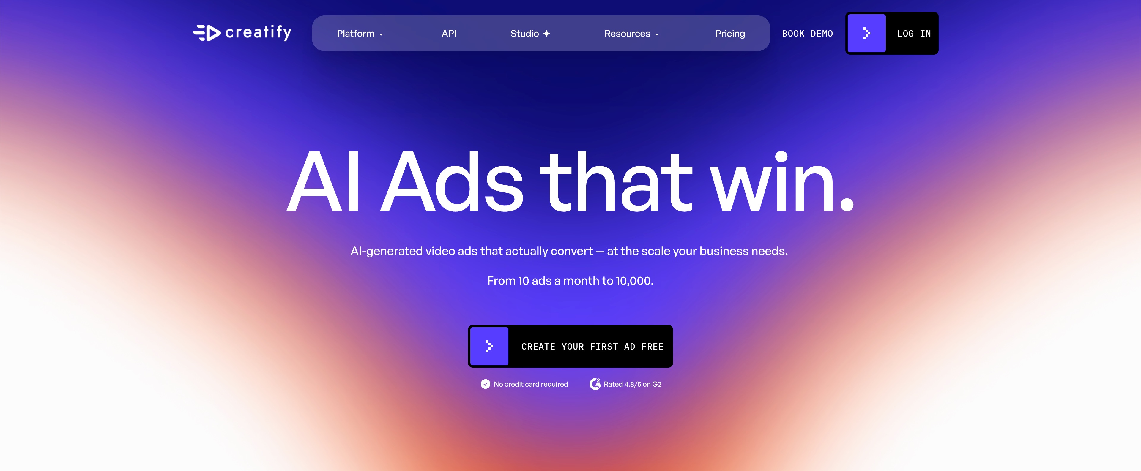 Creatify official website interface screenshot