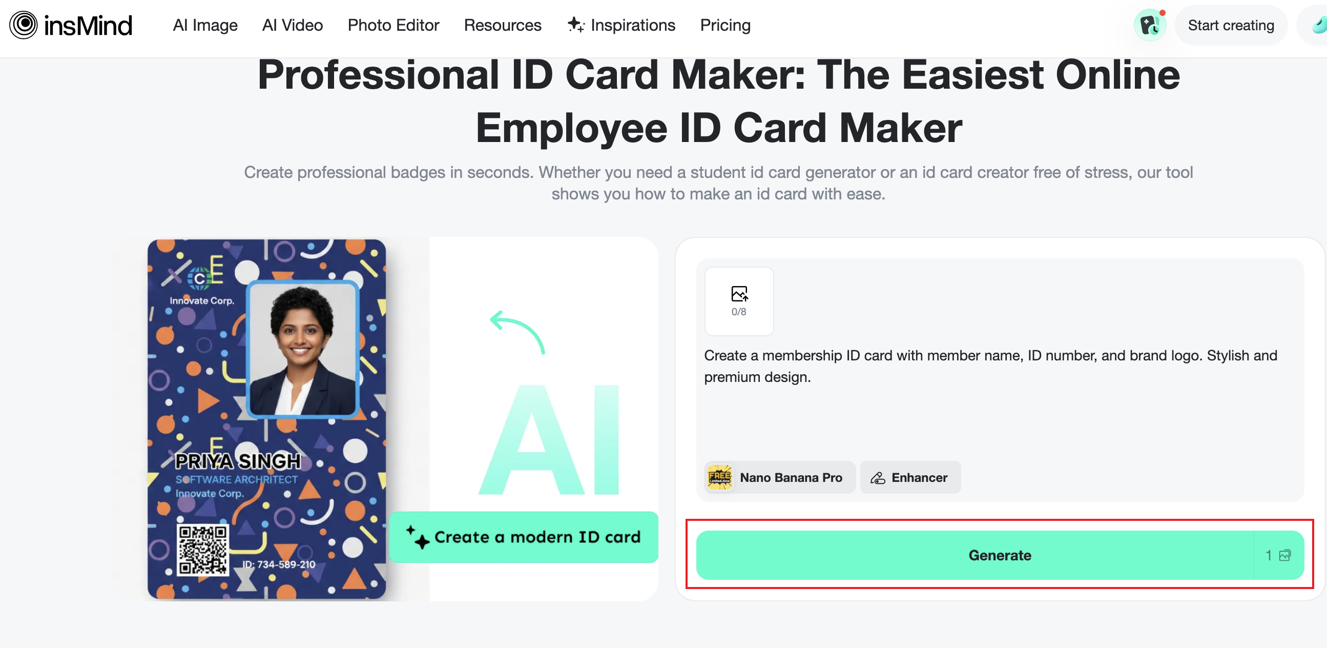 Generate an id card Generate an id card