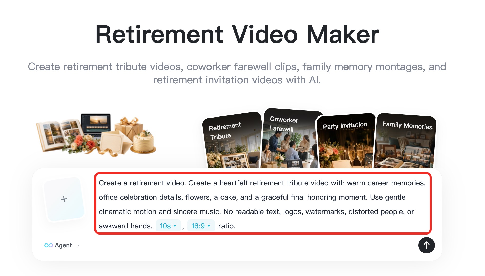 Write a retirement video prompt in insMind