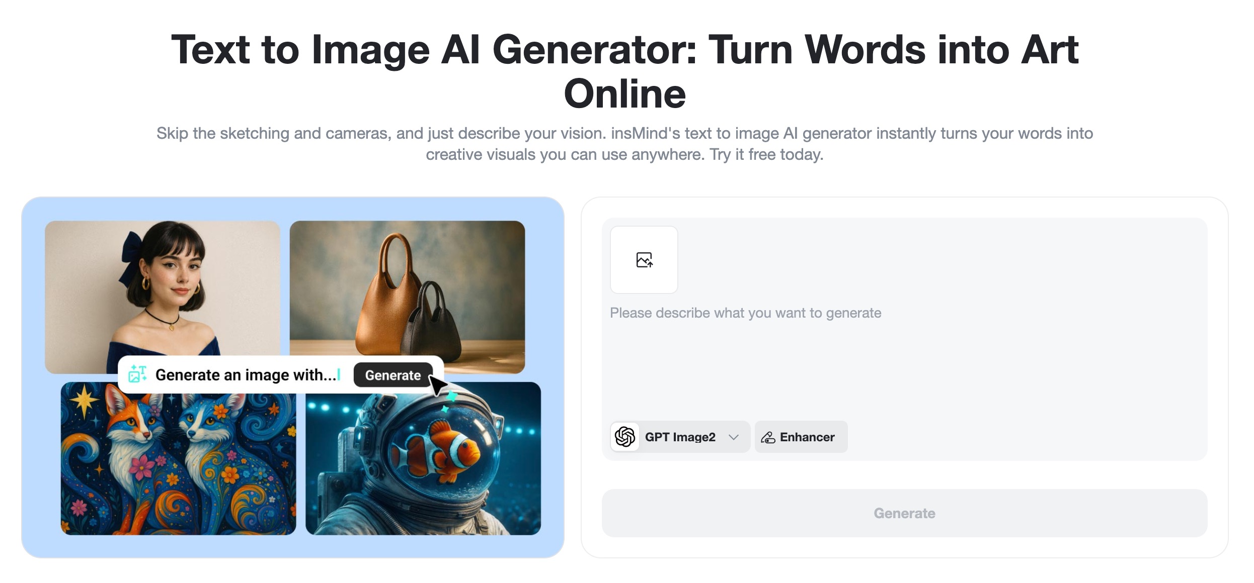 Choose an insMind text-to-image model for logo generation