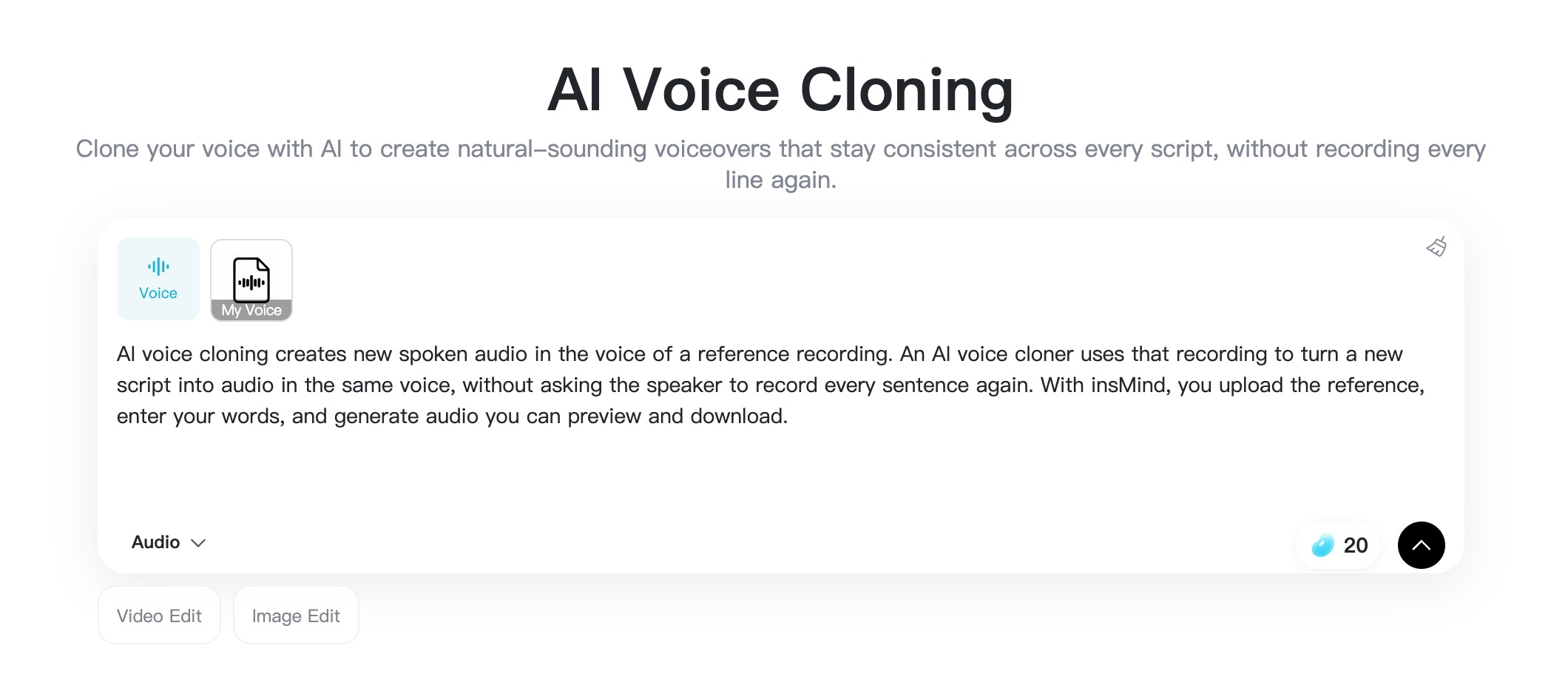 Enter a script for the cloned voice