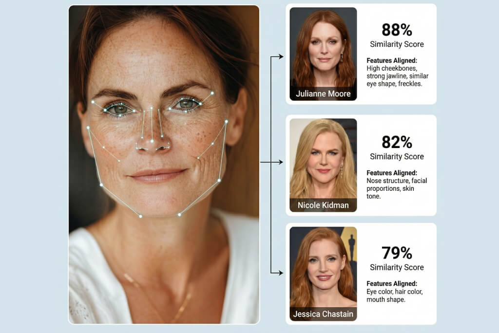 AI Celebrity Doppelganger Finder with Global & Cross-Era Database