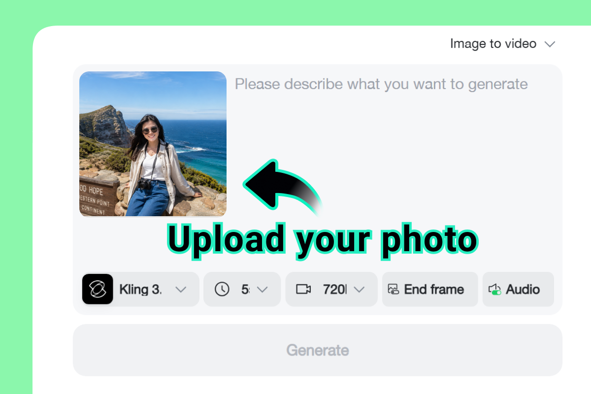 Upload a travel photo for AI video generation