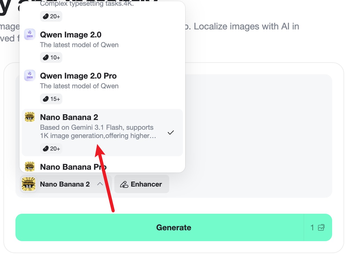 select the ai image model