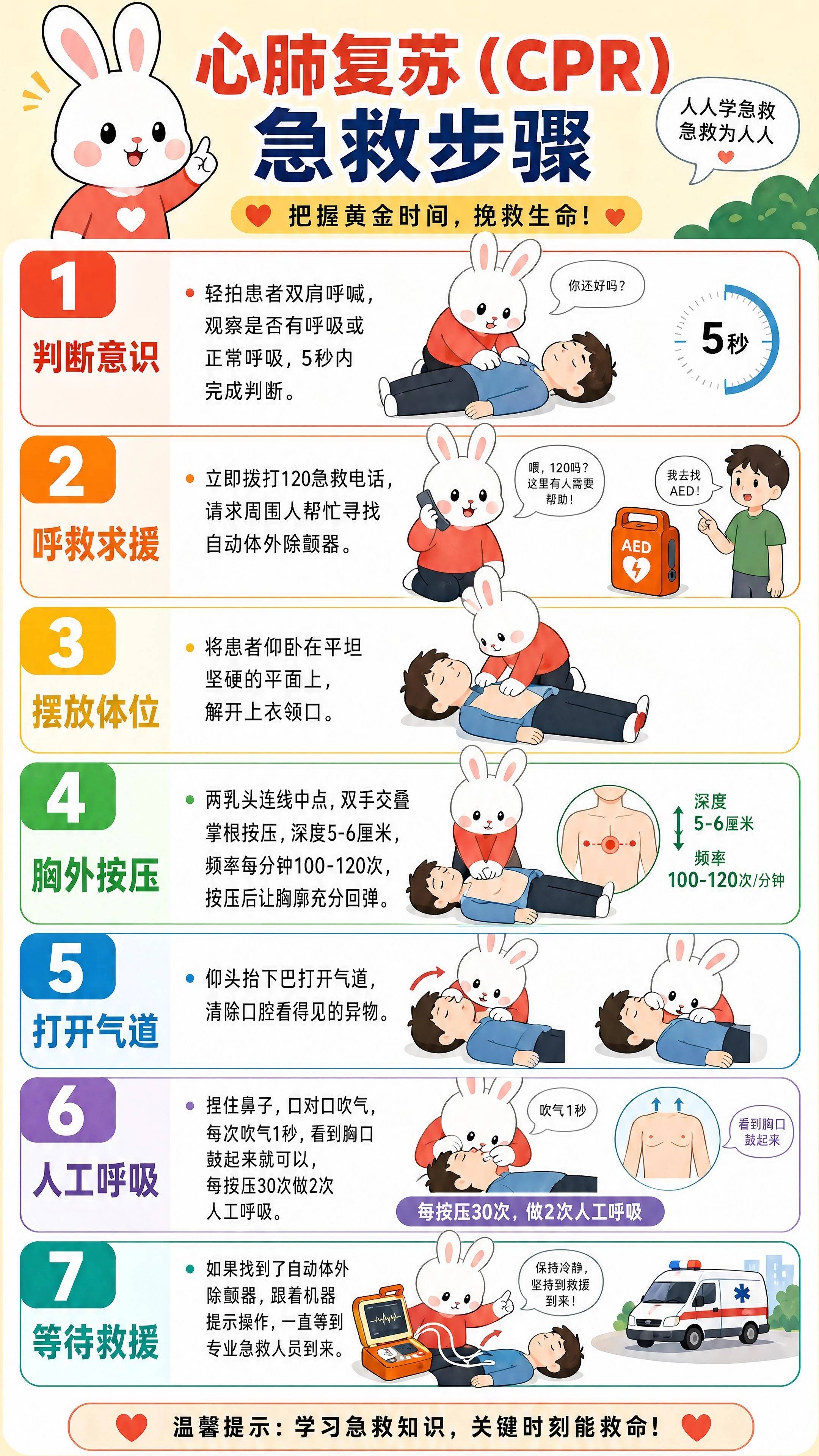 心肺复苏急救步骤图解
