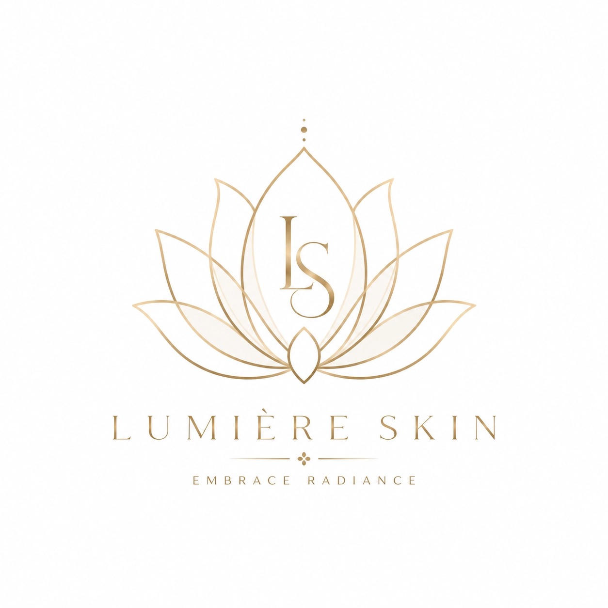 Luxury lotus skincare logo in gold line art