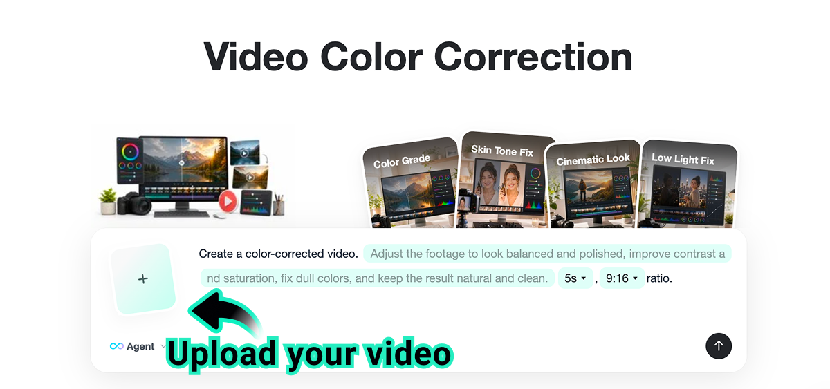 Upload a video for AI color correction