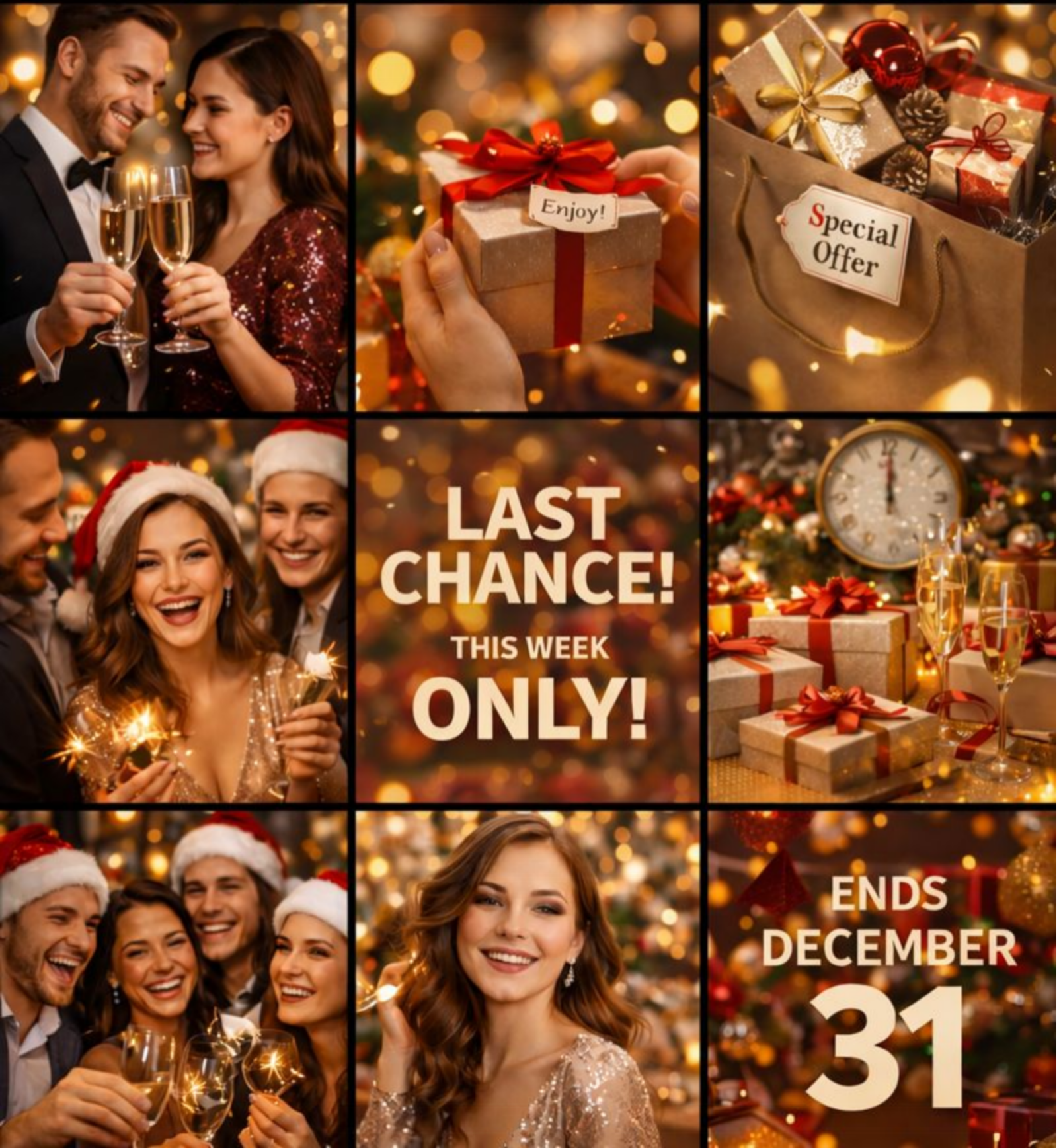 9-grid Holiday Campaign Collage 9-grid holiday campaign collage for seasonal marketing