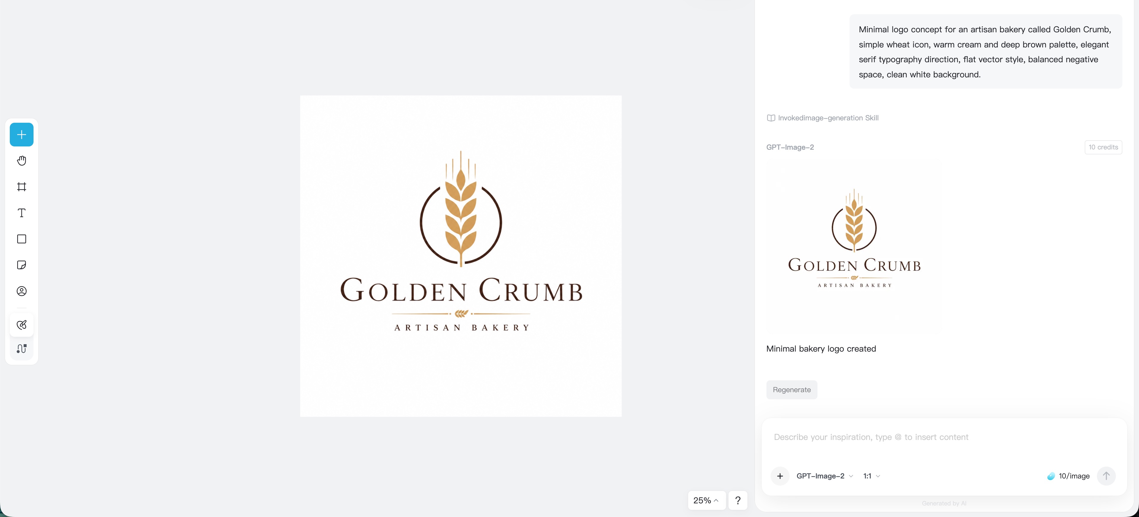 Enter a detailed AI logo prompt in insMind