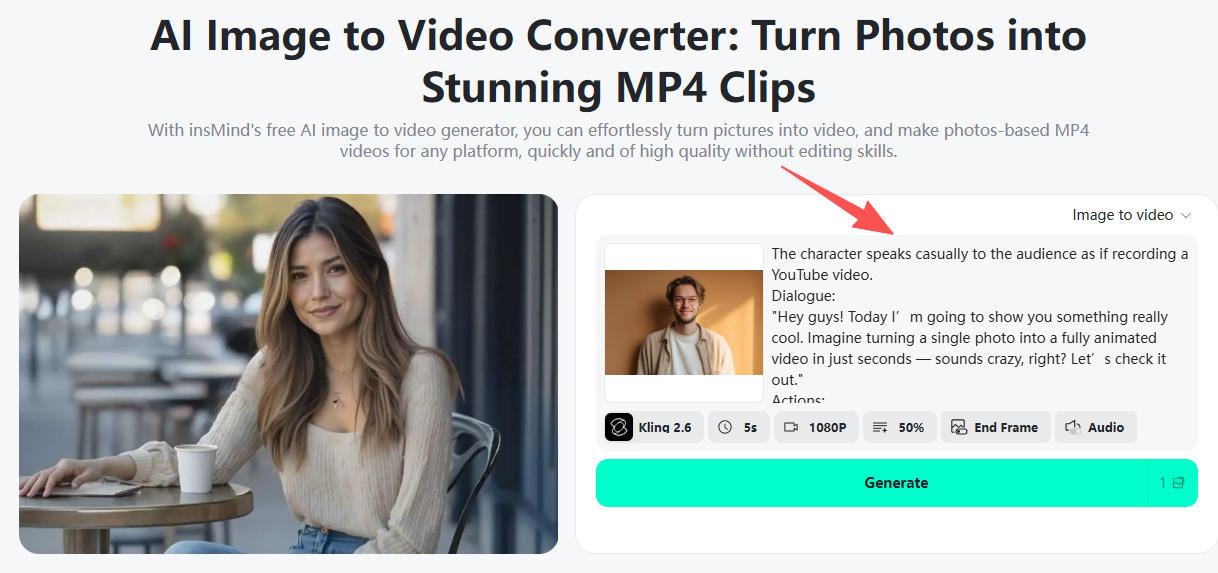 Typing a prompt to make an AI avatar speak naturally in generated video.