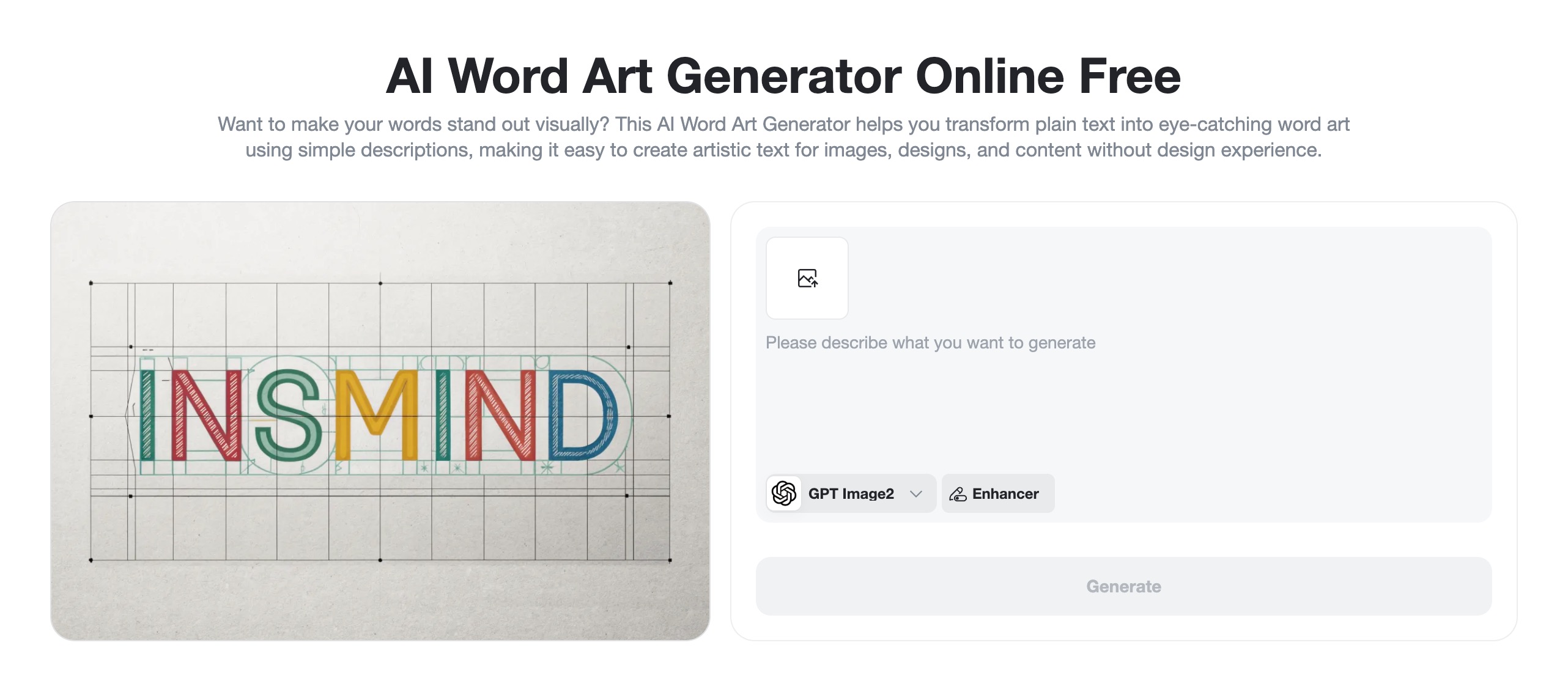 User selects an insMind text to image model.