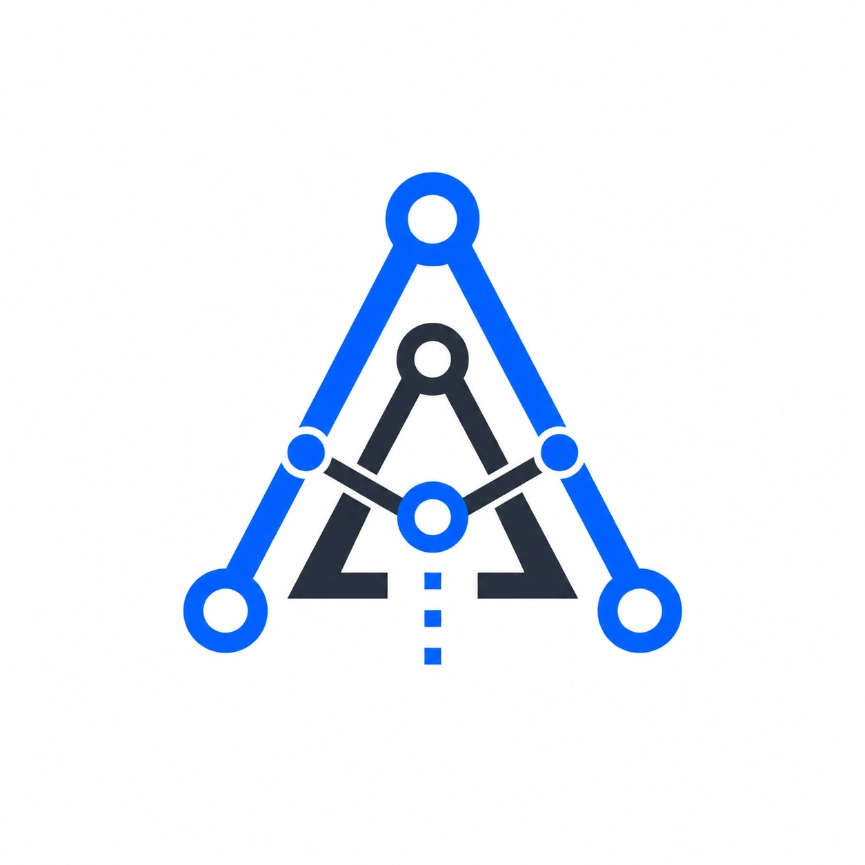 Geometric AI startup logo with blue data nodes