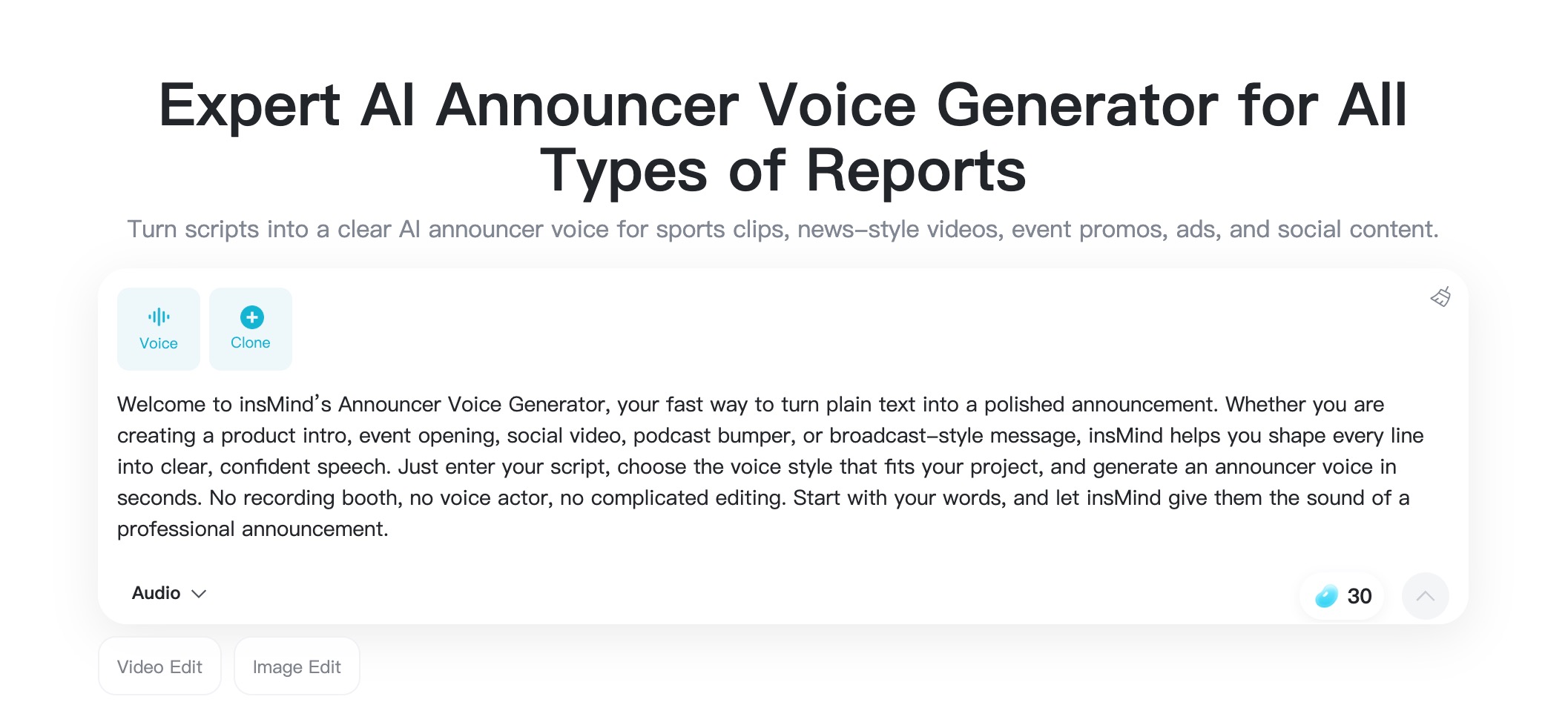 Choose announcer voice type