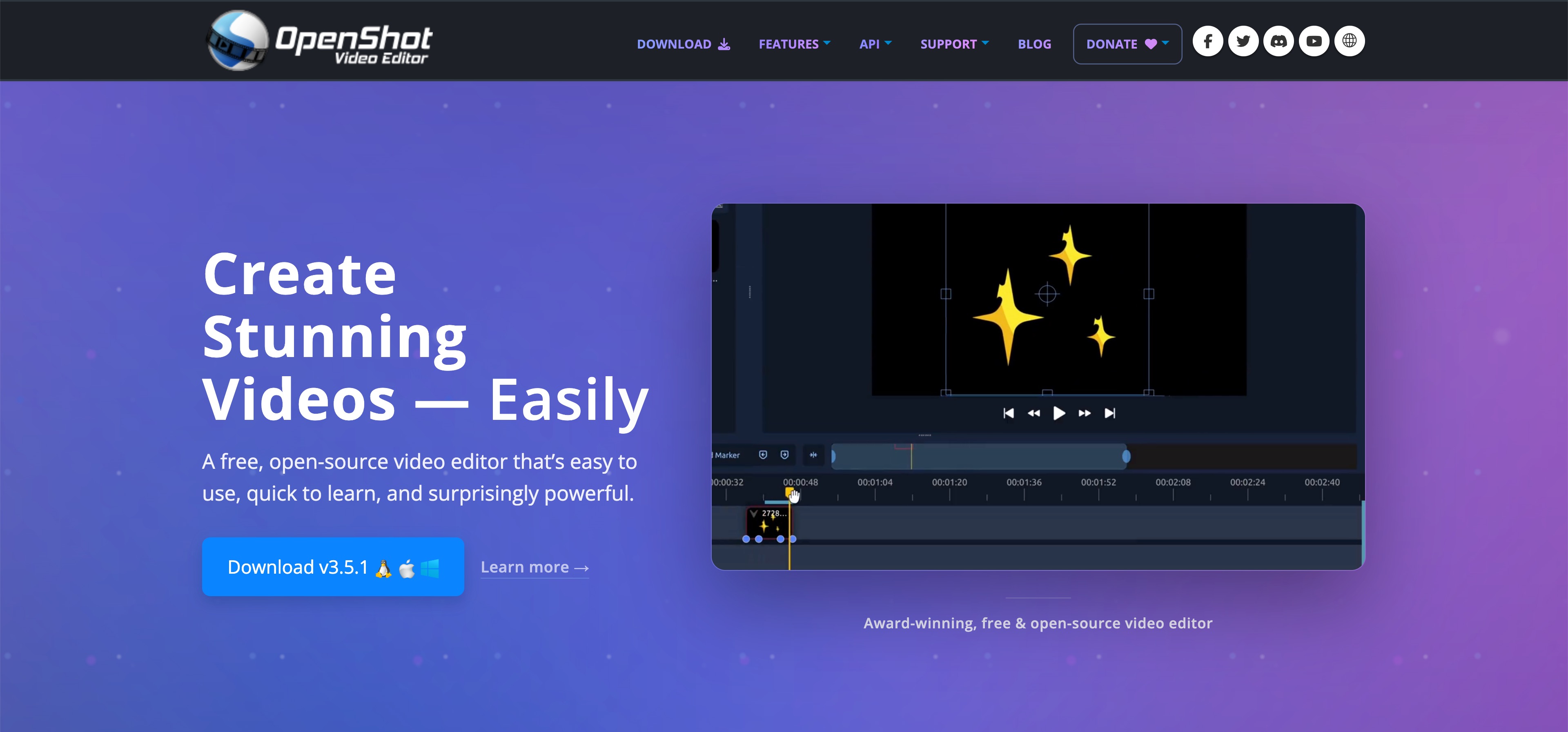 OpenShot Interface OpenShot official website interface screenshot