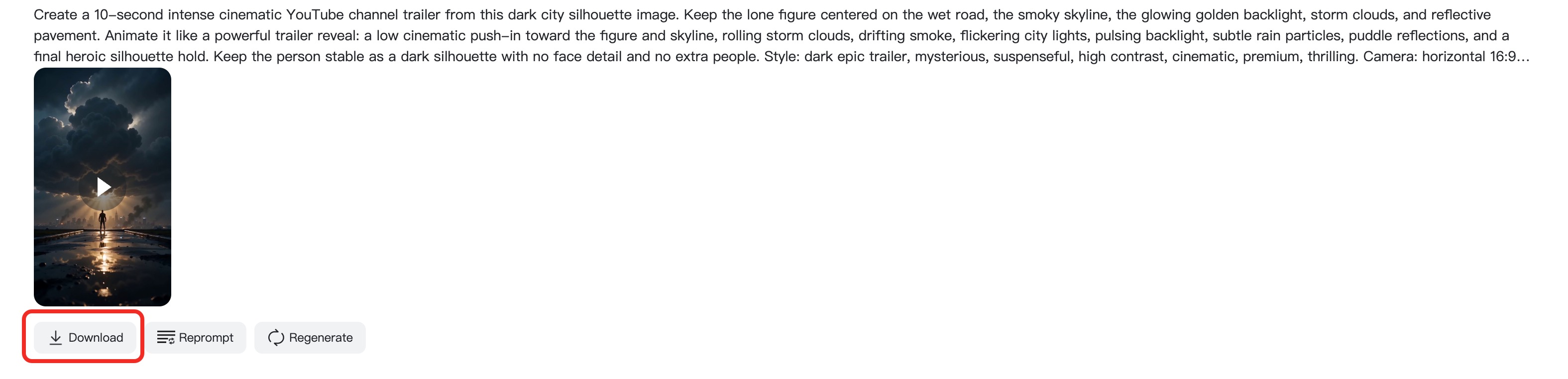 Choose video settings and generate the channel trailer.