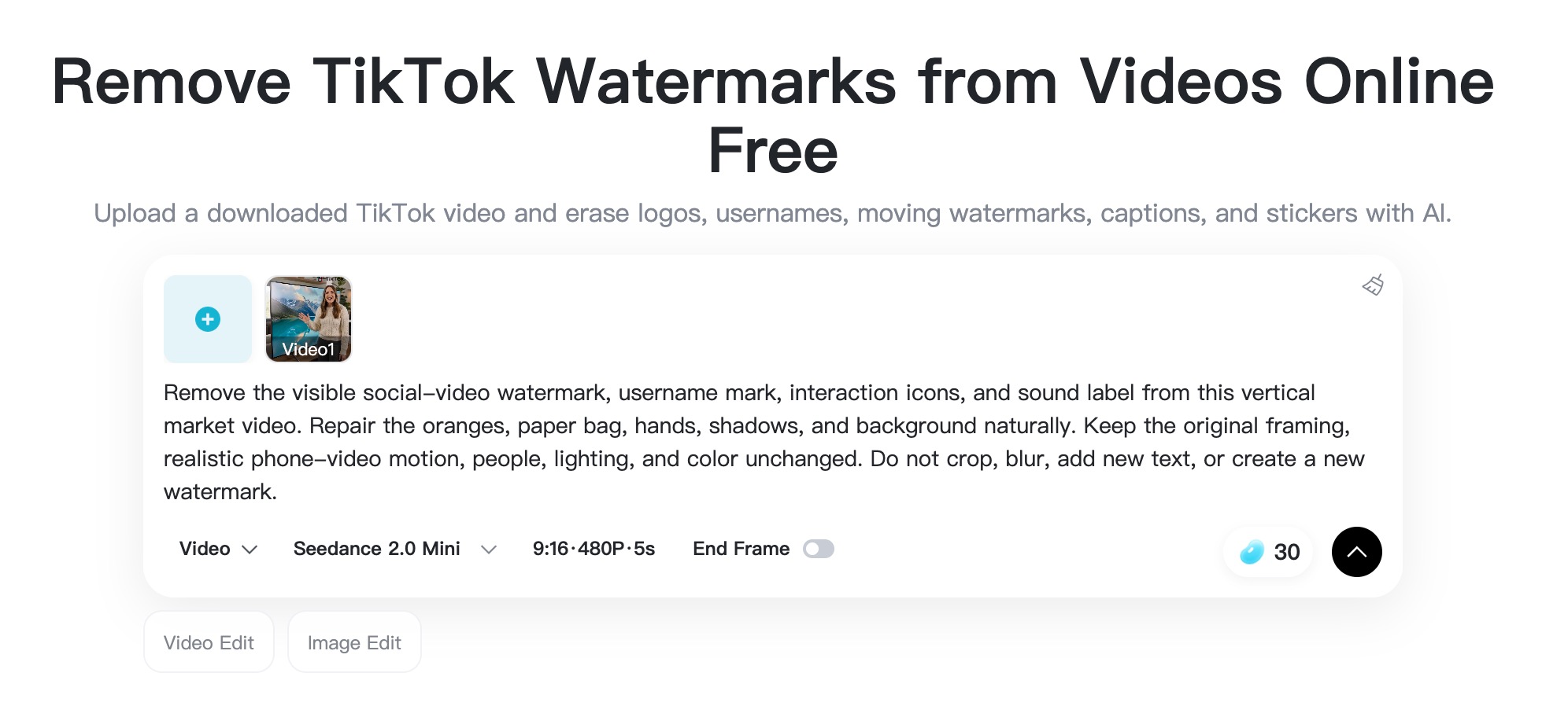 Prompt identifies a moving TikTok logo and username watermark