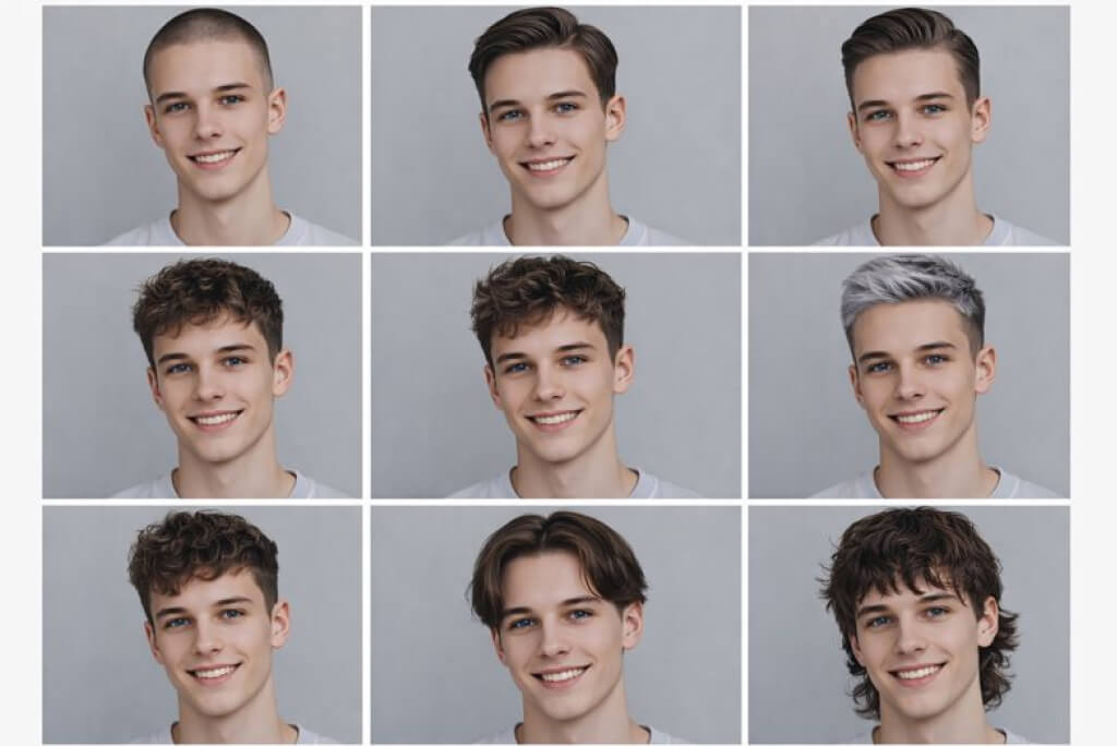 Prompts for 9-Grid Men's Hairstyle Comparison Prompts for 9-Grid Men's Hairstyle Comparison