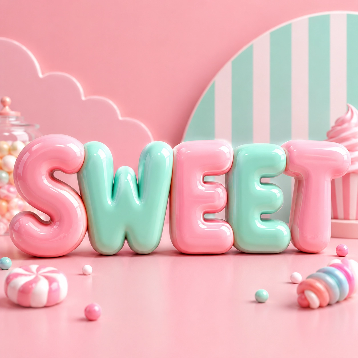 Glossy SWEET bubble letters