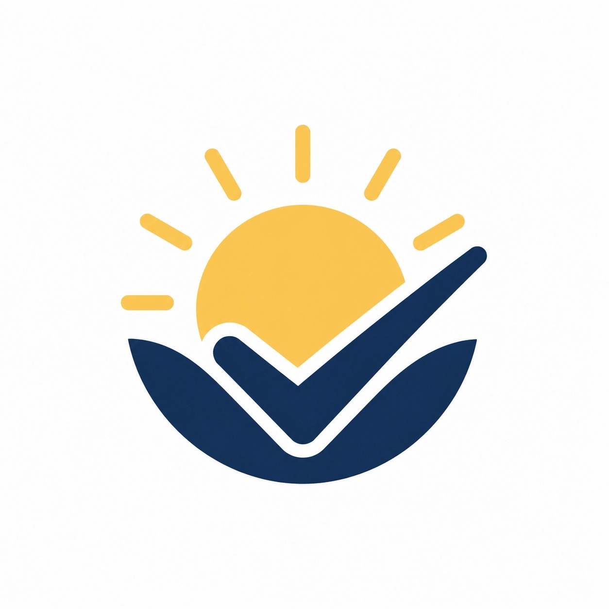 Minimalist productivity logo with checkmark and sun