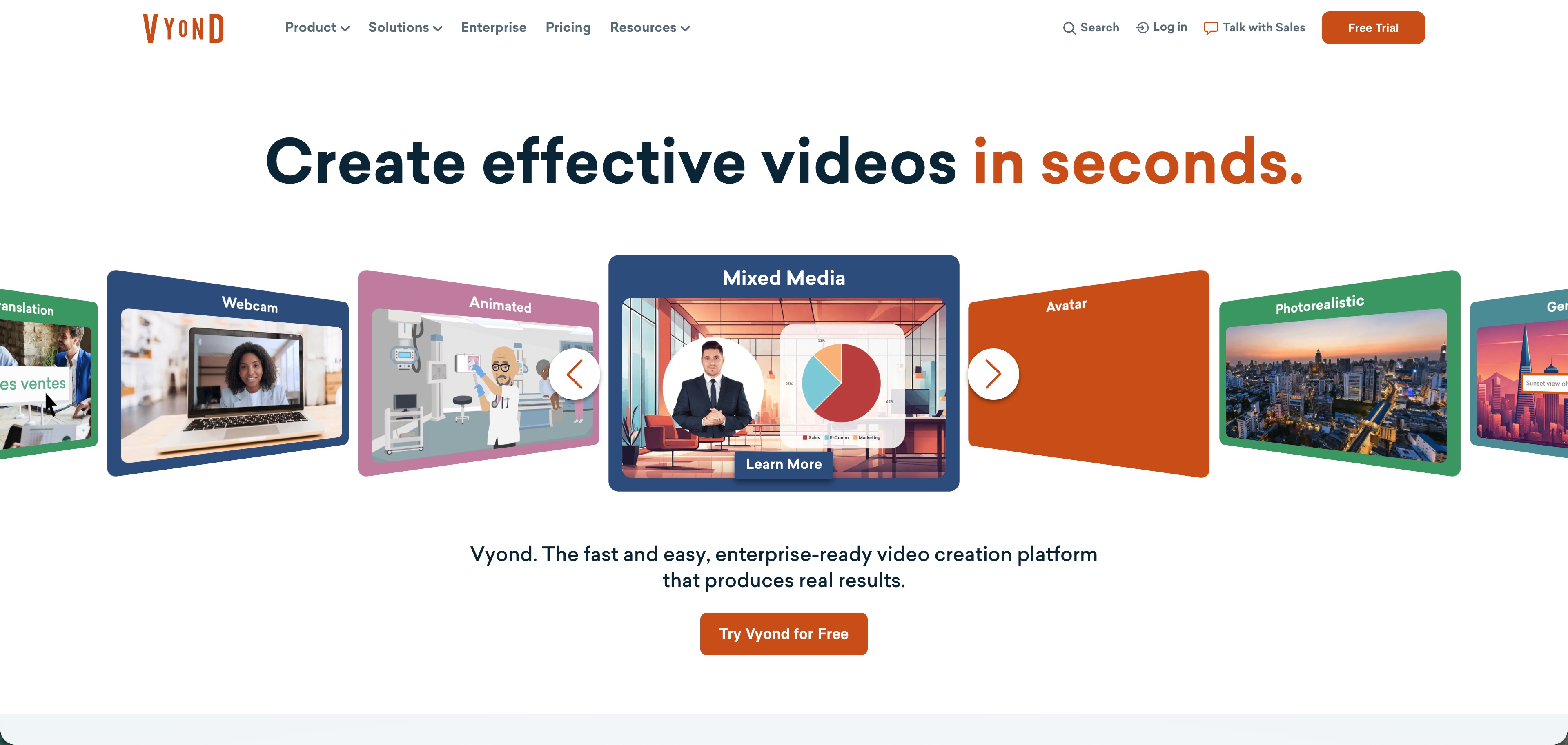 Vyond Interface Vyond video creation platform homepage screenshot