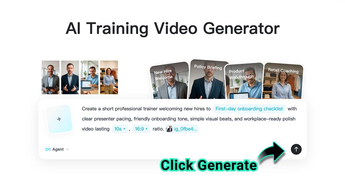 Generate Training Video Generate a polished AI training video from the image