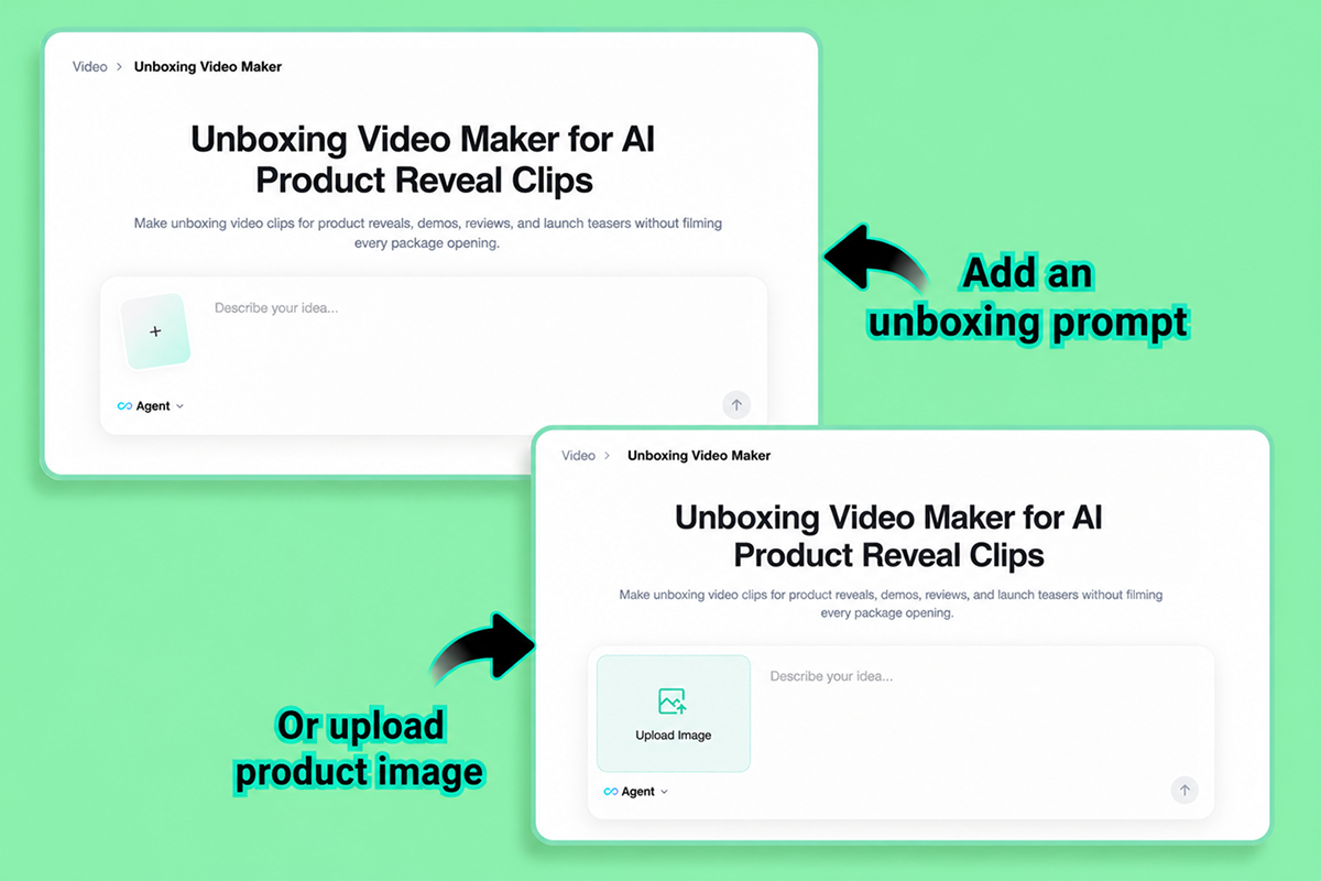 Add Unboxing Prompt Add an unboxing prompt or upload a product image
