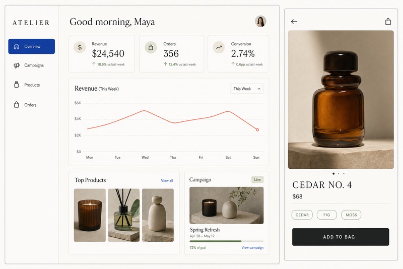UI-Mockups und Produktvisuals UI-Mockups und Produktvisuals