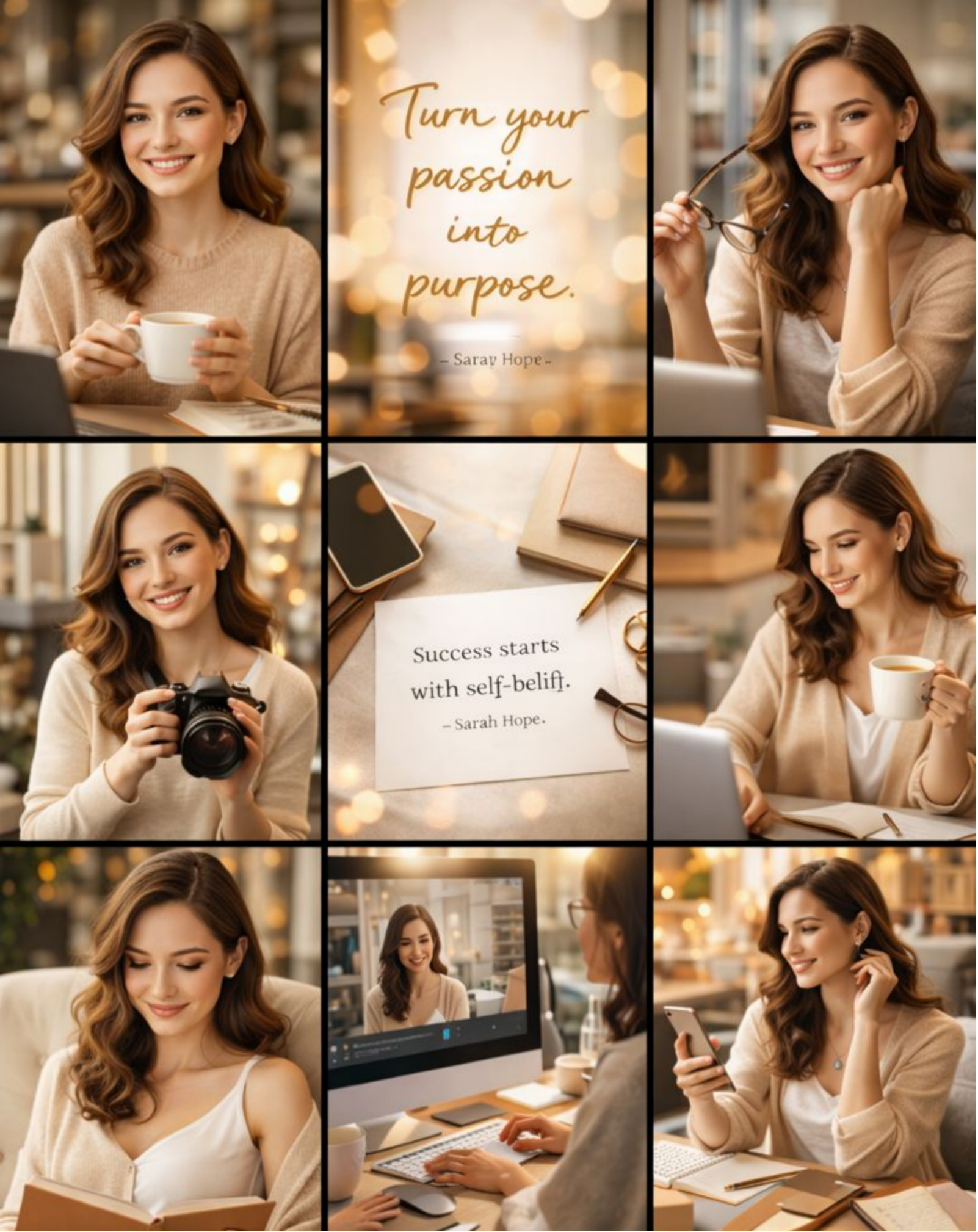 9-grid Personal Brand Collage 9-grid personal brand collage with consistent colors and layout