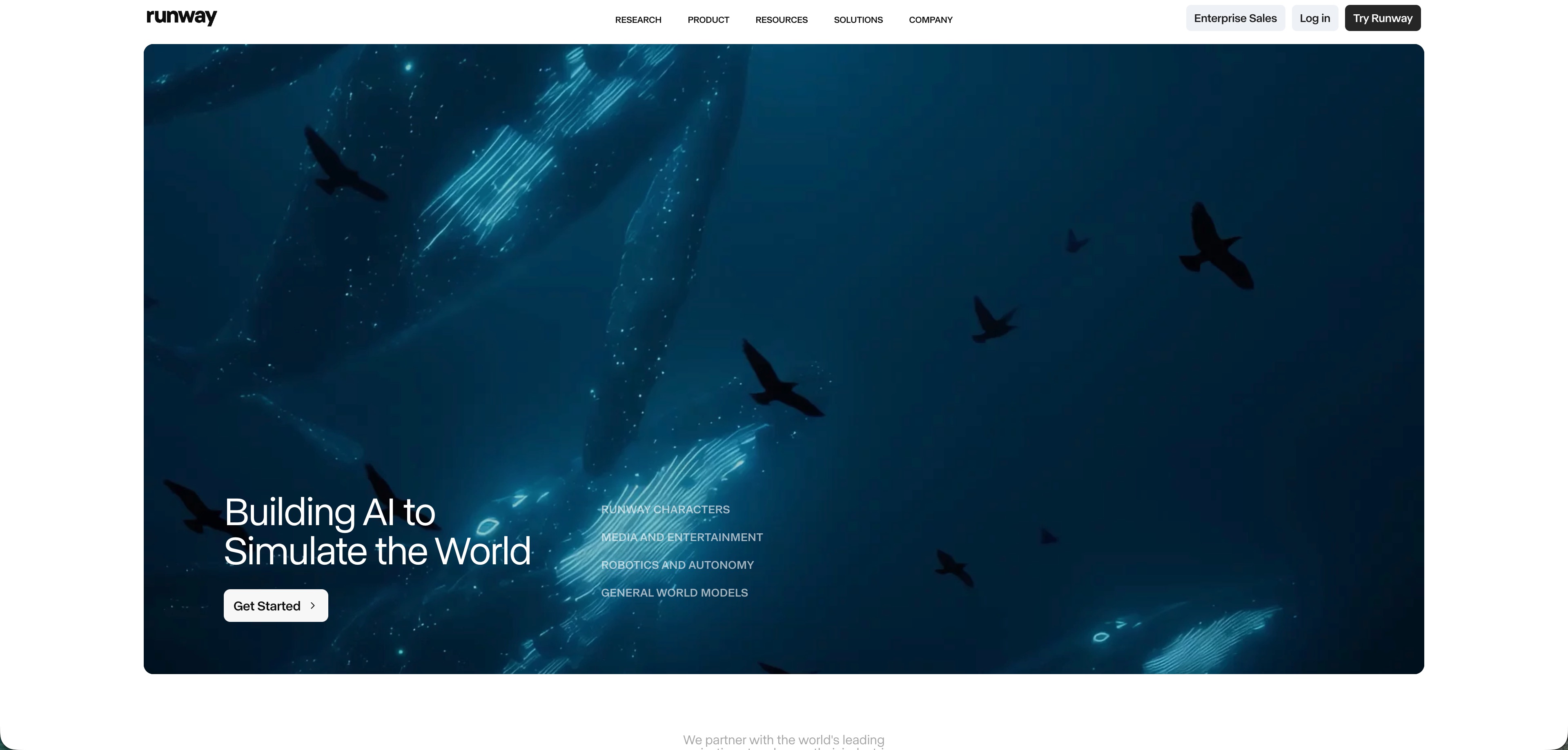 Runway official website interface screenshot