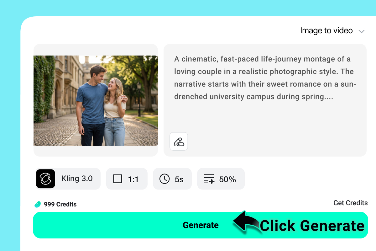 Generate an AI highlight video from the selected prompt and settings