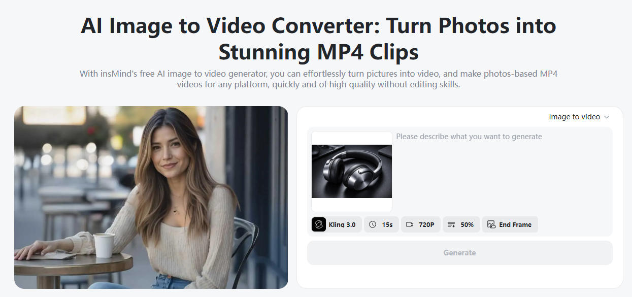 Uploading product image into AI image-to-video tool to create marketing video.