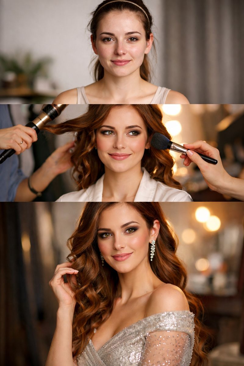 3-grid Glow-up Transformation 3-grid collage generated with an insMind's AI collage generator