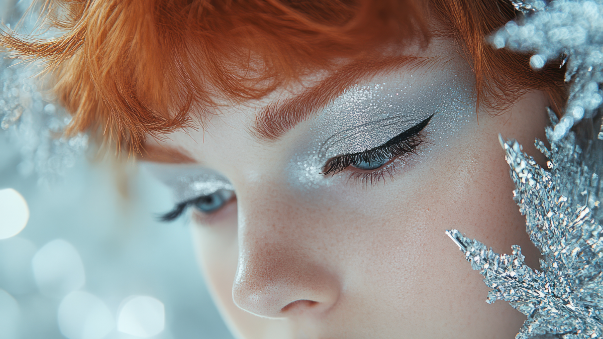 frosted icy eye makeup idea for Christmas frosted icy eye makeup idea for Christmas